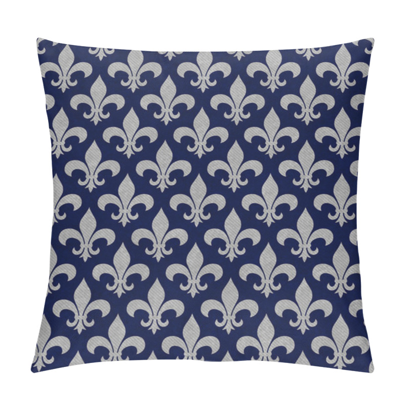 Personality  Blue And Gray Fleur De Lis Textured Fabric Background Pillow Covers