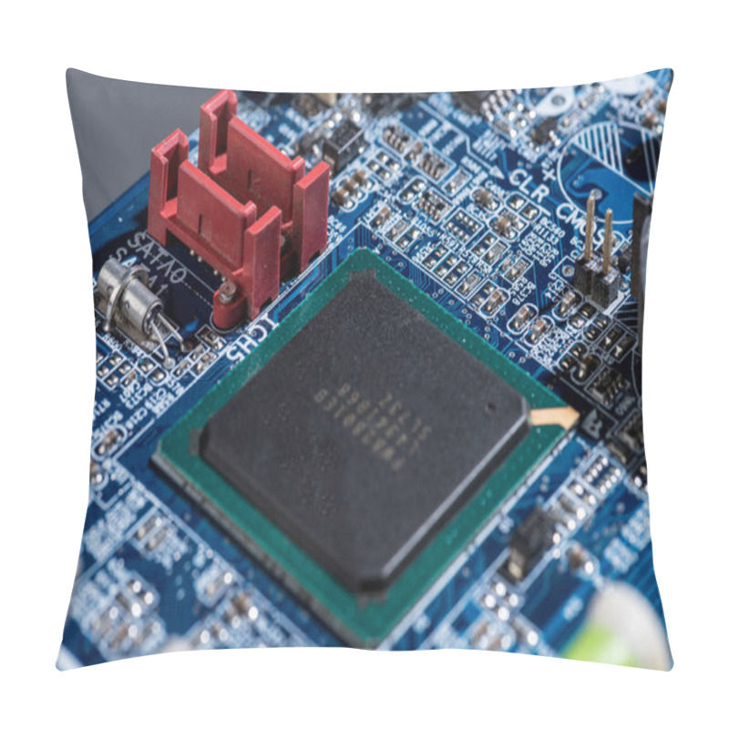 Personality  Selective Focus Of Computer Motherboard Chip And Other Details Pillow Covers