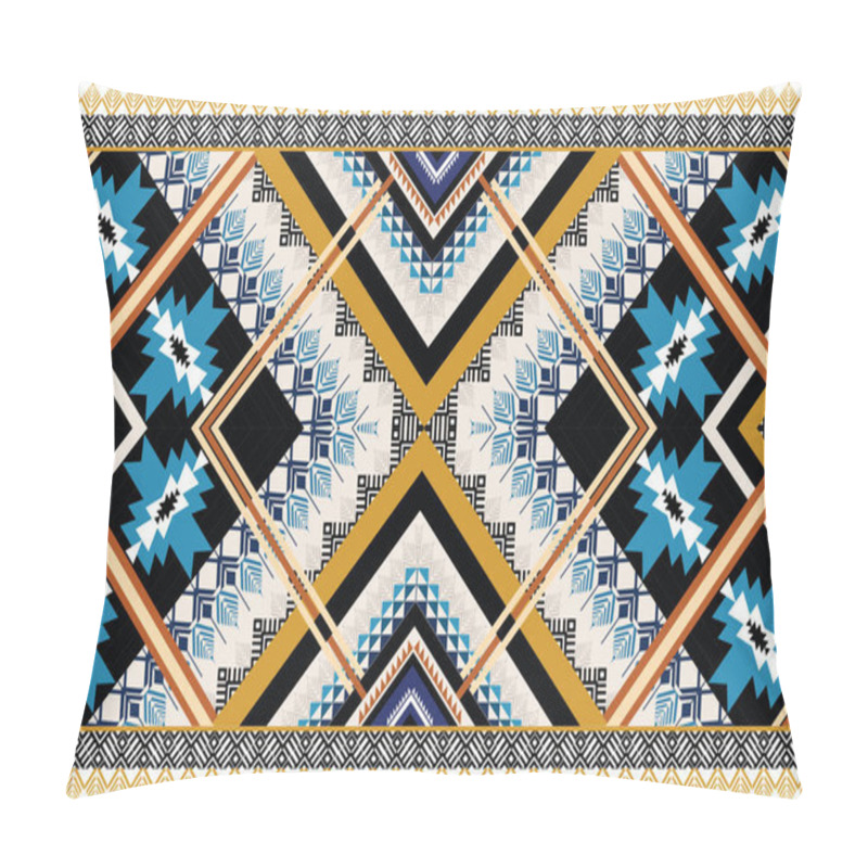 Personality  Abstract Ethnic Geometric Pattern Vector. Pattern Design In Native African American Mexican Aztec Motif And Bohemian Pattern Vector. Designed For Background, Wallpaper, Print, Wrapping, Tile, Sarong, Silk, Batik, And Packaging. Vector Illustration.  Pillow Covers