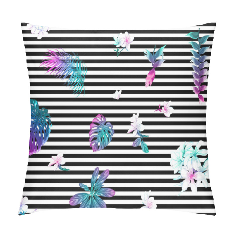 Personality  Seamless Pattern, Background With Tropical Plants Pillow Covers