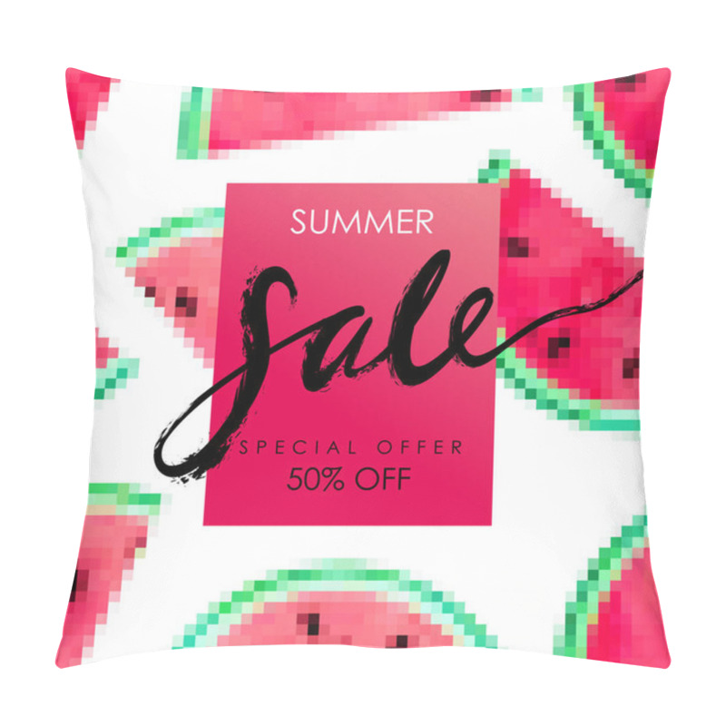 Personality  Sale Banner With Pixilated Watermelons Pillow Covers