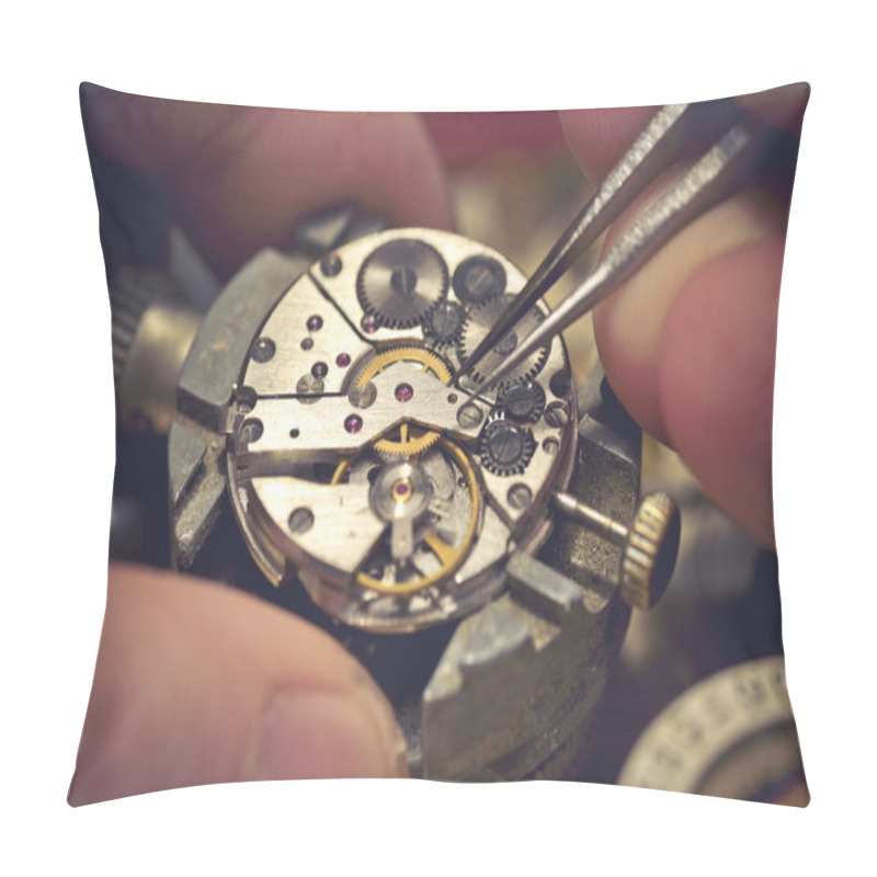 Personality  Working On A Mechanical Watch Pillow Covers