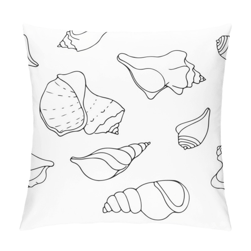 Personality  Hand Drawn Seashells  Background Pillow Covers