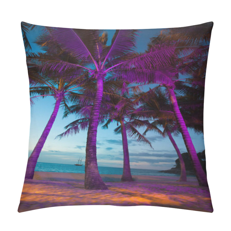 Personality  Illuminated Palm Trees Pillow Covers