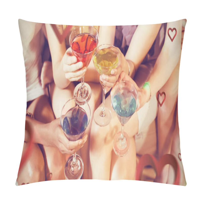 Personality  Girls With Cocktails Toasting  Pillow Covers