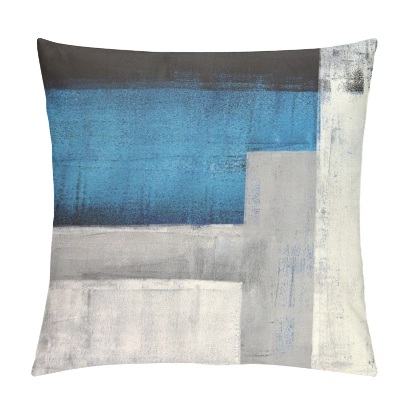 Personality  Teal And Grey Abstract Art Painting Pillow Covers