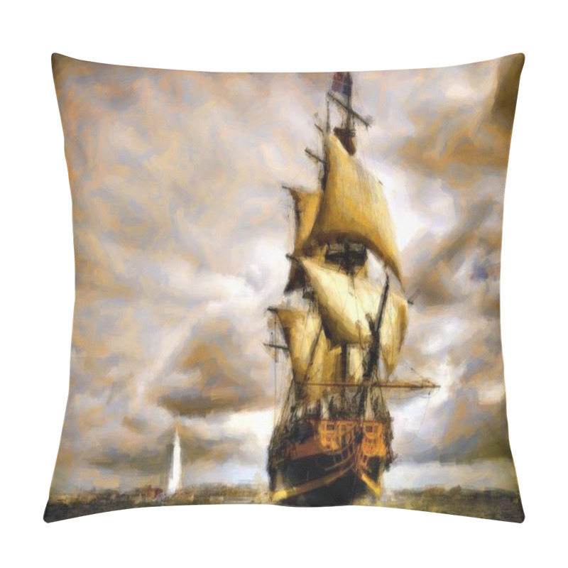 Personality  Old Sailing Ship Digital Artwork Pillow Covers