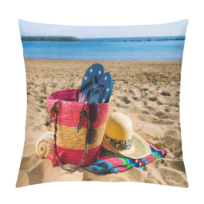 Personality  Sunbathing Accessories On Sandy Beach Pillow Covers