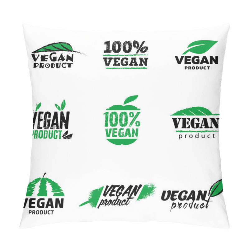 Personality  100 Vegan Product Logo. Nine Signs For Marking Vegan Product Pillow Covers