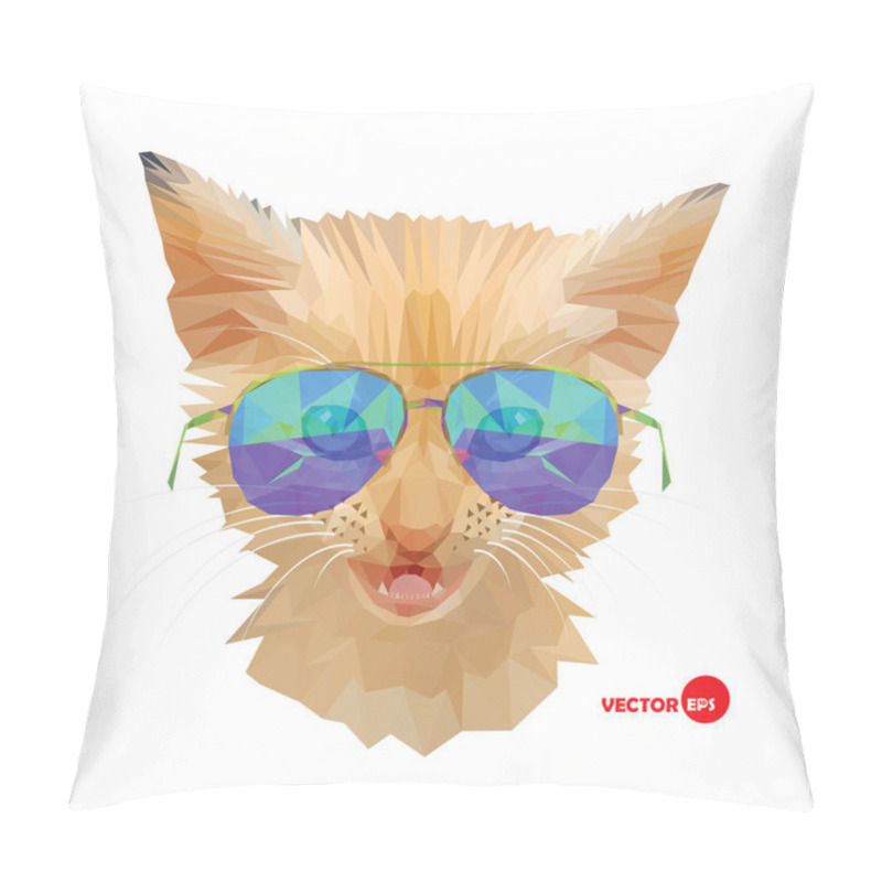 Personality  Cat, Mr. Cat- Portrait Red Fashion Kitten In Sunglasses, Hipster Urban Style. Funny Animals Sketch For Print And Design For Books, Cards, Cartoons, T-shirts. Agent Red Cat, Collection Pillow Covers