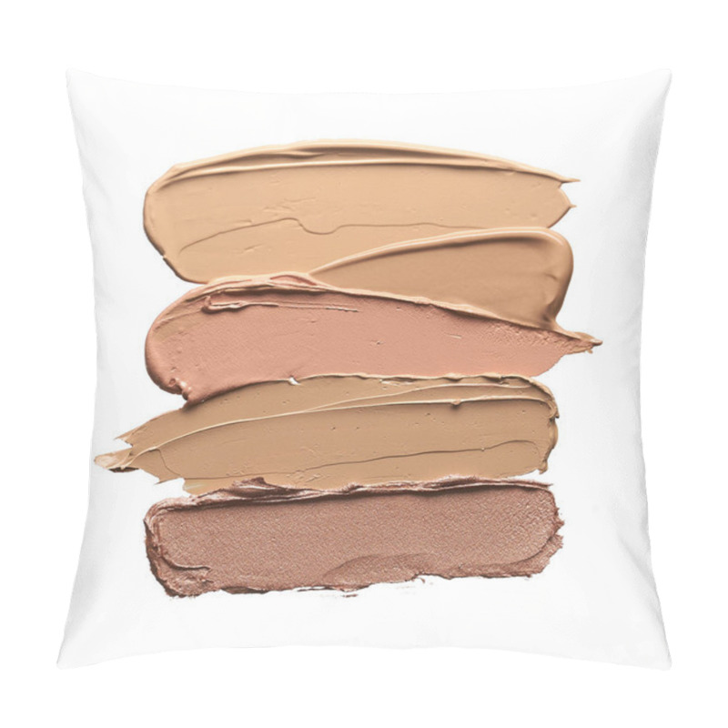 Personality  Gently Beige Strokes And Texture Of Makeup Foundation Or Acrylic Paint Isolated On White Background Pillow Covers