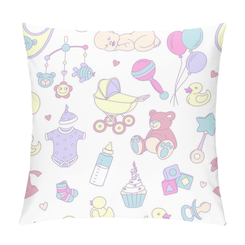 Personality  Newborn Baby Shower Seamless Pattern Boy Girl Birthday Celebration Party Pillow Covers