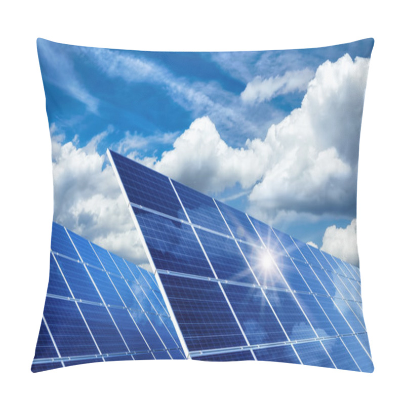 Personality  Solar Panels Reflecting The Sun And Clouds Pillow Covers