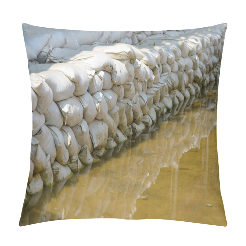 Personality  White Sandbags For Flood Defense And It's Reflection Brown Water Pillow Covers