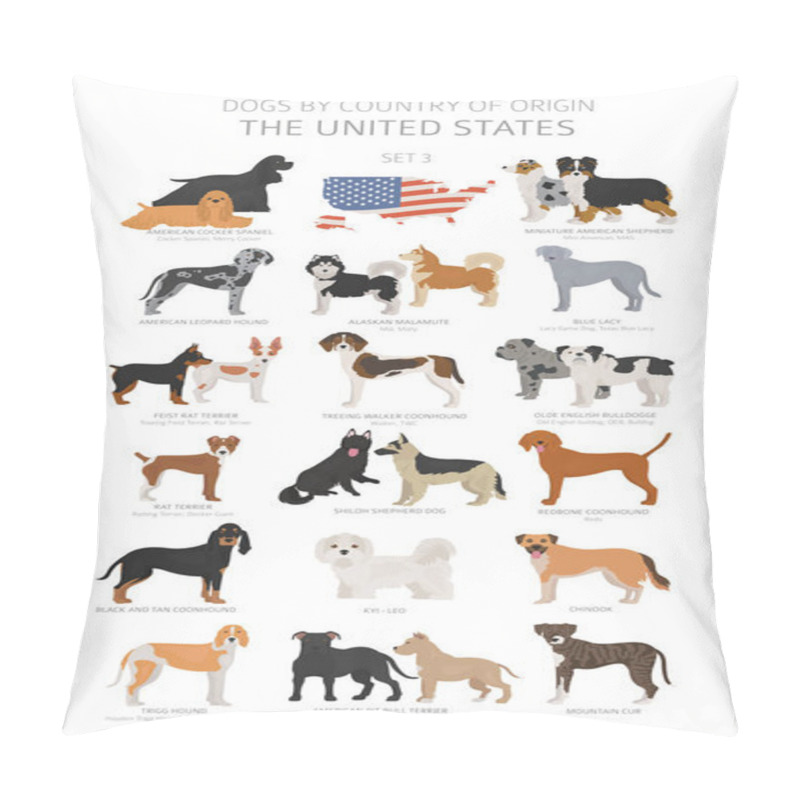 Personality  Dogs By Country Of Origin. Dog Breeds From The United States Of  Pillow Covers