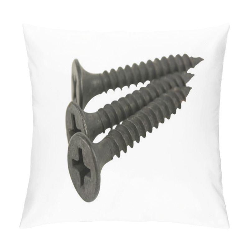 Personality  Close Up Black Screw Isolated On White Background With Clipping  Pillow Covers