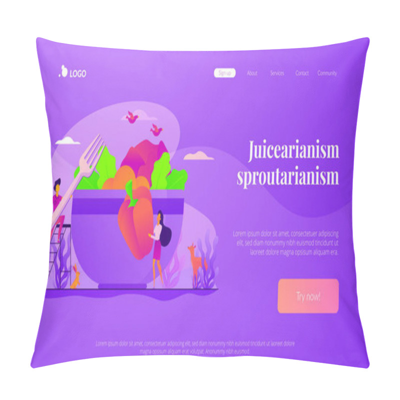 Personality  Raw Veganism Landing Page Template. Pillow Covers