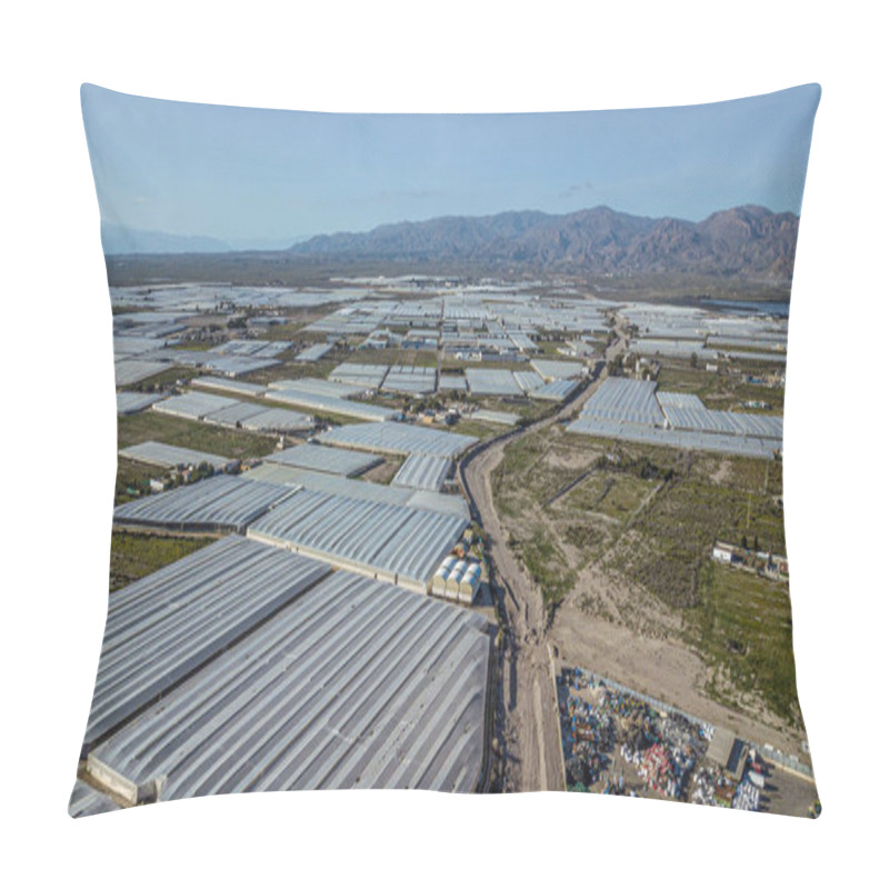 Personality  Drone Aerial View Of The Greenhouses In The Region Of Andalusia  Pillow Covers