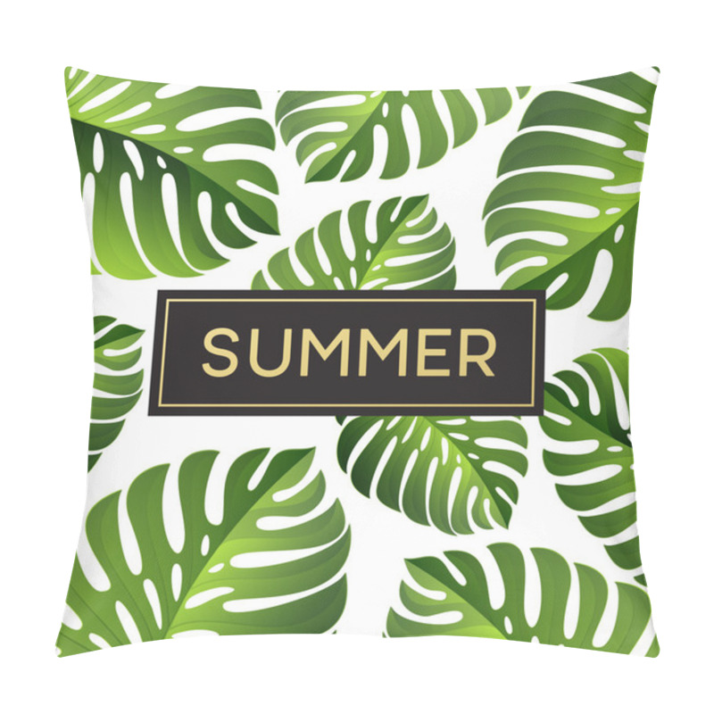 Personality  Tropical Monstera Leaves Design For Text Card. Vector Illustration Pillow Covers