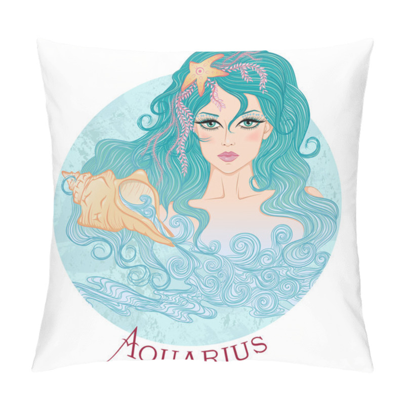 Personality  Astrological Sign Of Aquarius As A Beautiful Girl Pillow Covers