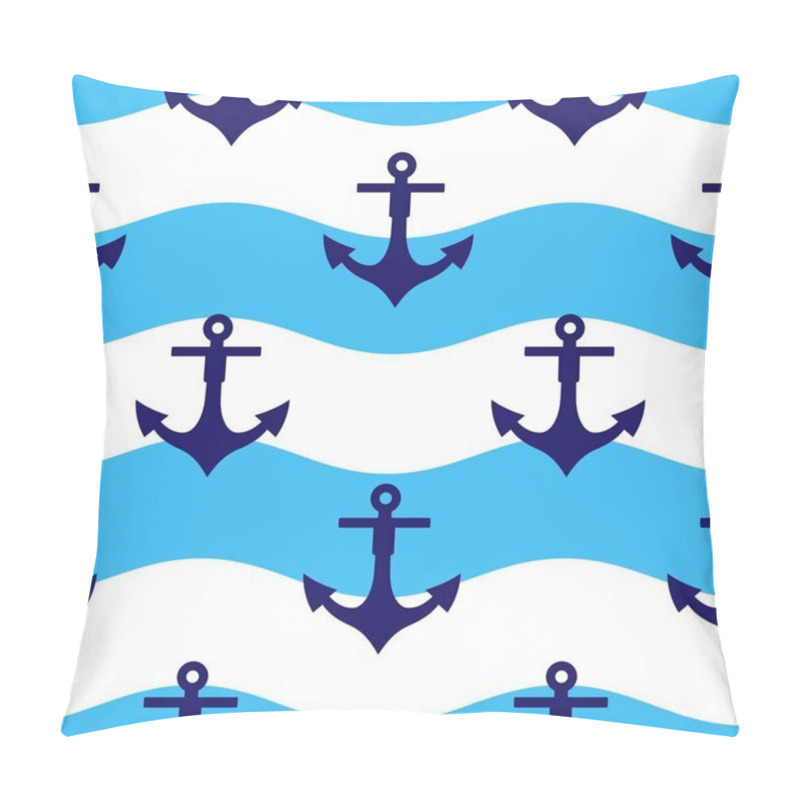 Personality  Ship Anchors Cute Marine Seamless Pattern. Nautical Vessel Mooring Appliance, Traditional Ship Accessory. Navy, Ocean Fleet, Harbor Background Vector Illustration. Pillow Covers