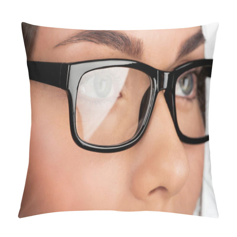 Personality  Young Woman In Eyeglasses Pillow Covers