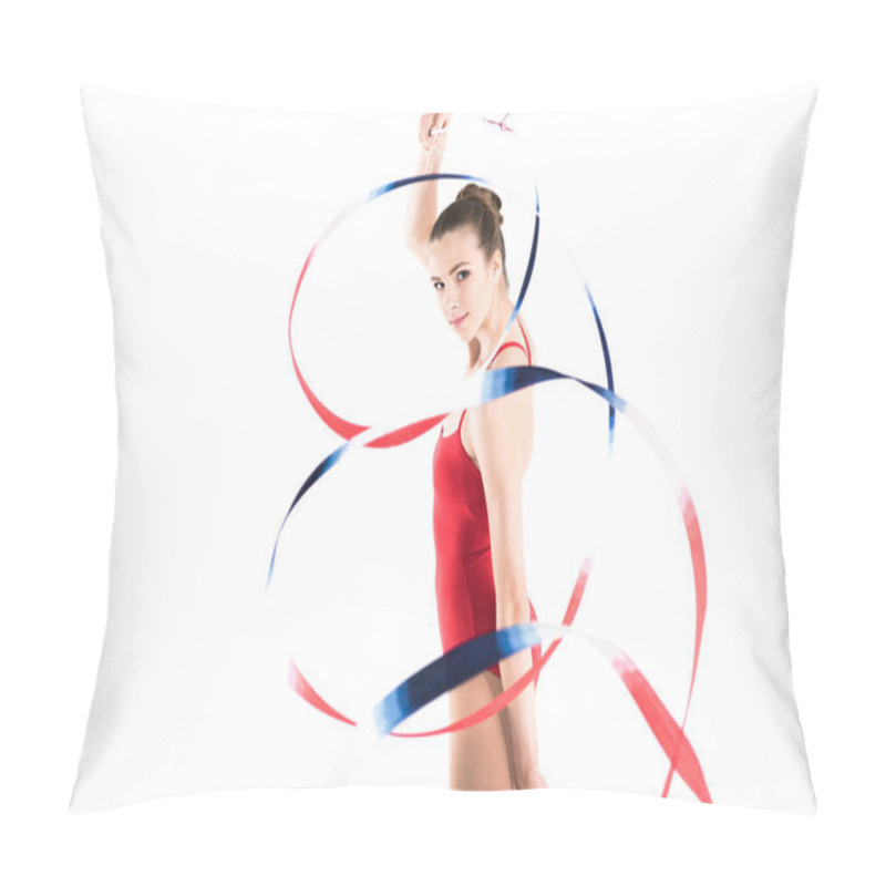 Personality  Woman Rhythmic Gymnast Exercising With Rope Pillow Covers