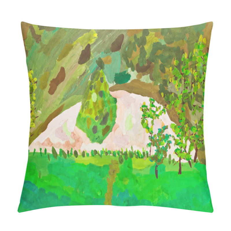 Personality  Children Drawing - Green Garden Pillow Covers