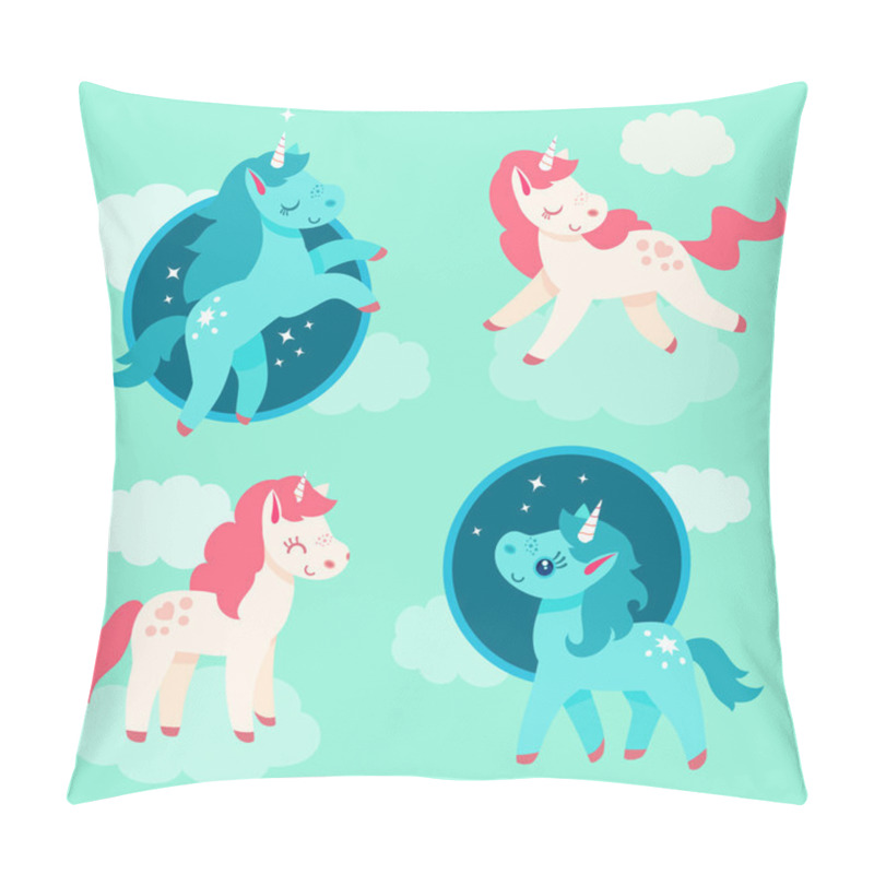 Personality  Set Of Unicorns In Vector Pillow Covers