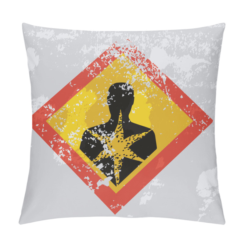 Personality  Health Hazard Grunge Sign. Pillow Covers