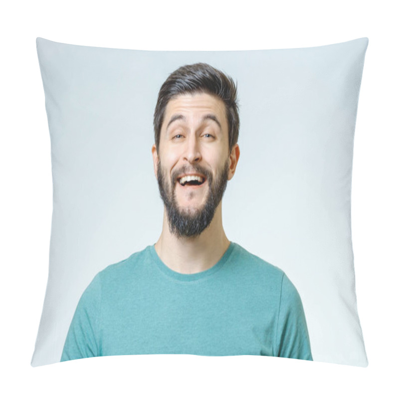 Personality  Portrait Of Handsome Positive Young Man Pillow Covers