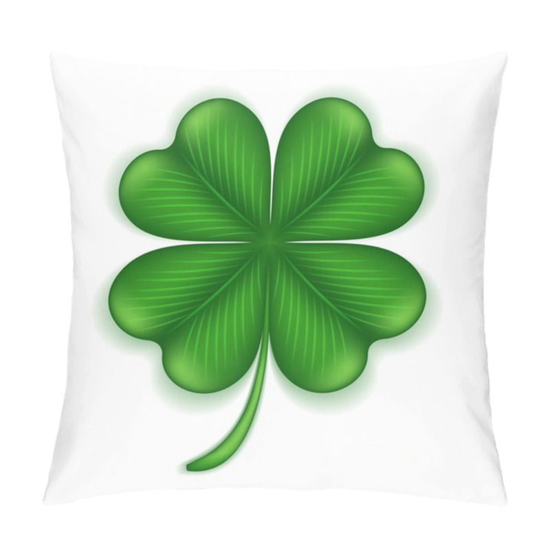 Personality  Four Leaf Clover 3d Isolated On White Background. Clover Leaf, The Symbol Of St. Patricks Day And The National Emblem Of Ireland. Vector Illustration.  Pillow Covers