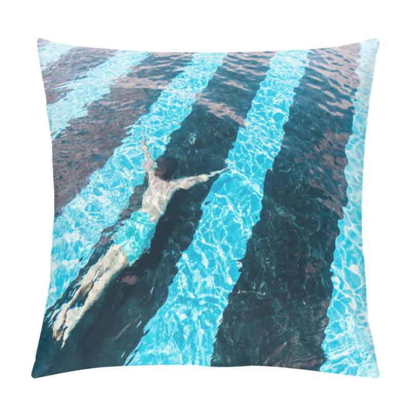 Personality  Man Swimming Under Water In Blue Swimming Pool Pillow Covers