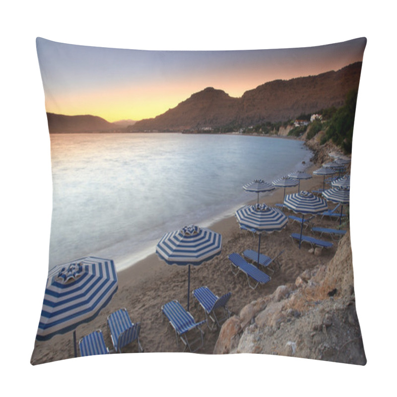 Personality  Mediterranean Sunset At Pefkos Pillow Covers