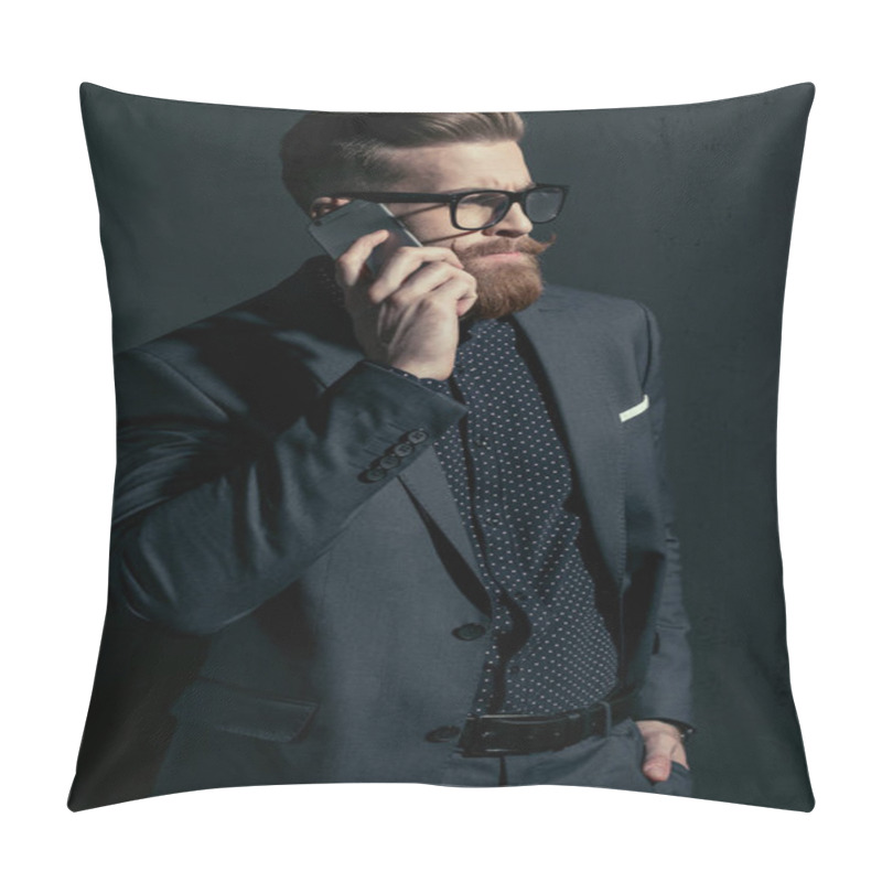 Personality  Businessman Talking On Smartphone Pillow Covers