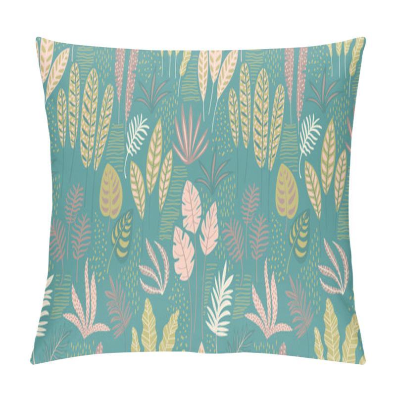 Personality  Abstract Seamless Pattern With Tropical Leaves. Vector Template. Pillow Covers