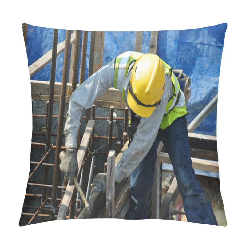 Personality  A Construction Workers Fabricating Pile Cap Formwork Pillow Covers