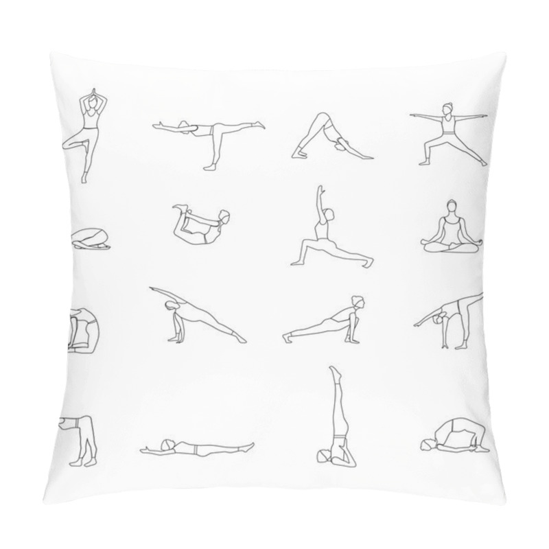 Personality  Yoga Postures Linear Silhouette Set. Pillow Covers