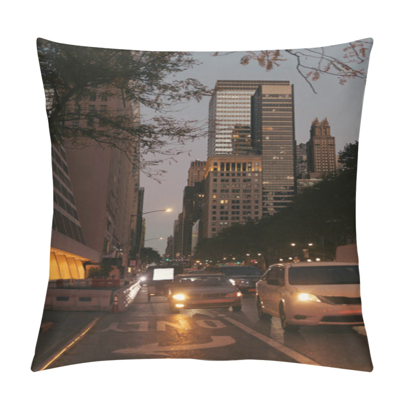 Personality  Buildings And Road Traffic At Evening On Manhattan In New York City Pillow Covers