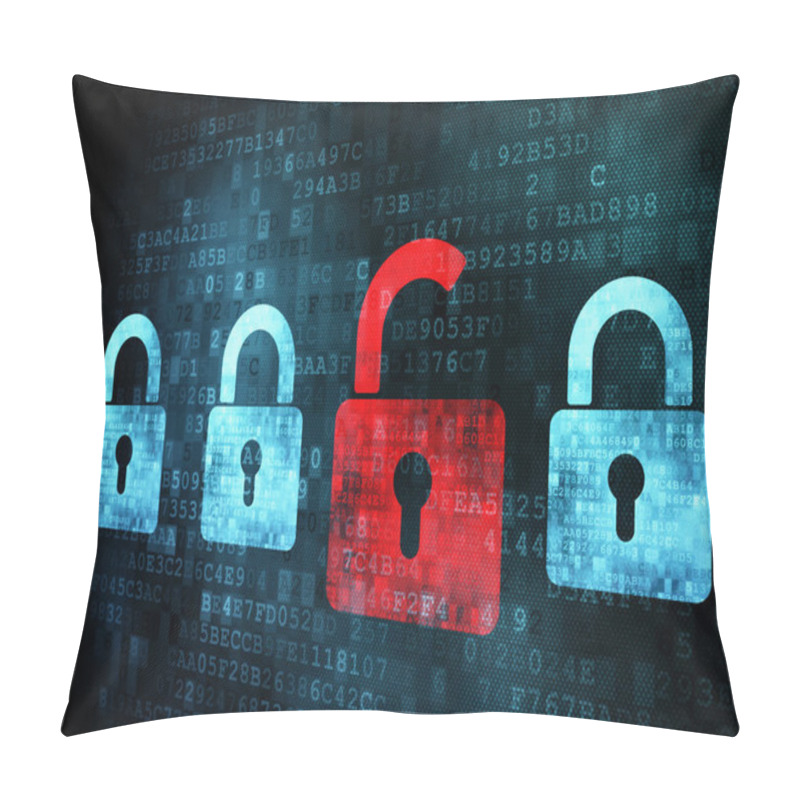 Personality  Security Concept: Lock On Digital Screen Pillow Covers