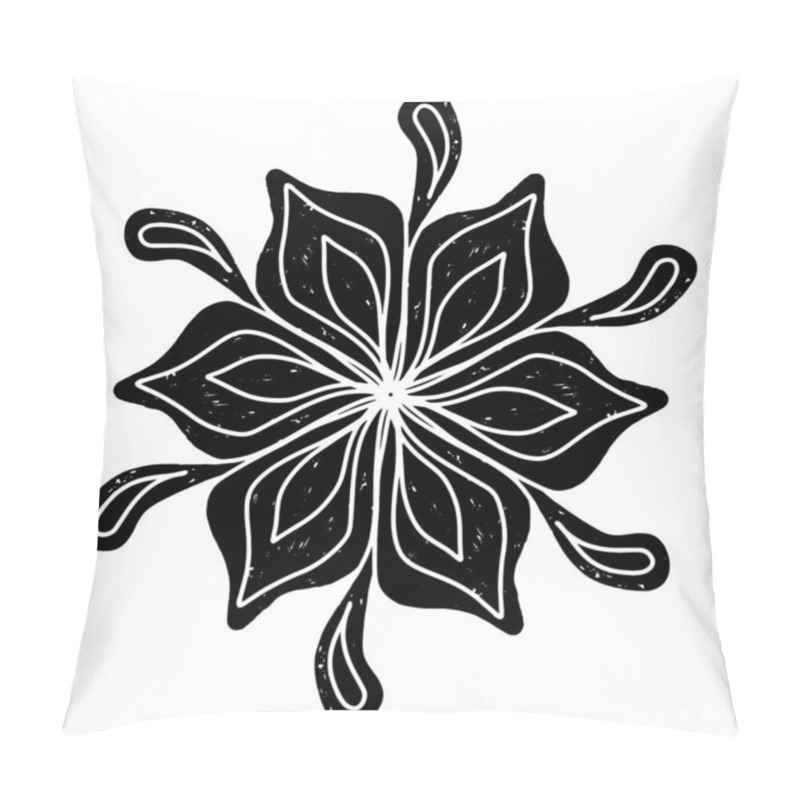 Personality  Abstract Black Spiral Design With Grunge Linocut Style Texture. Radial Symmetry Creates A Hypnotic And Dynamic Visual Effect. Ideal For Backgrounds, Prints Or Modern Art Projects. Pillow Covers