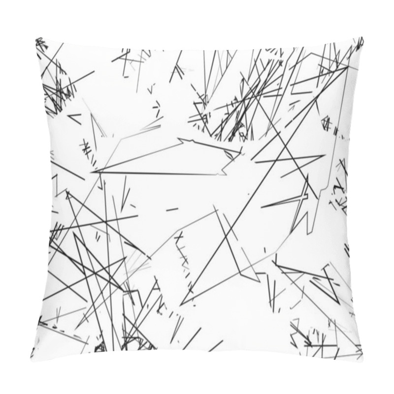 Personality  Random Chaotic Contemporary Art Work Vector Illustration. Random Lines, Shapes. Black And White Version Pillow Covers