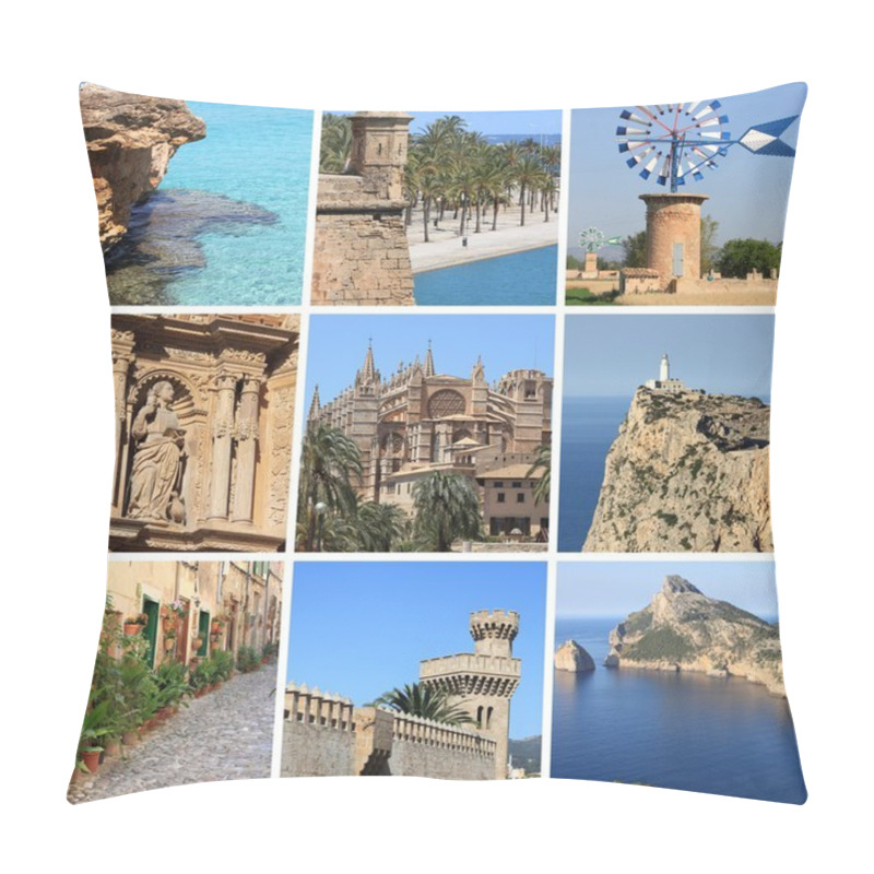 Personality  Mallorca Island Landmarks Collage Pillow Covers