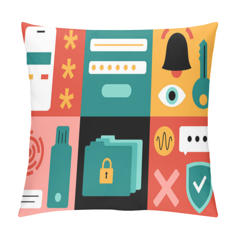 Personality  Two Factor Authentication. Information Protection Concept. Security Of Online Accounts Using A Multi Factor Method For Login With Username And Password. Personal Identification 2fa Vector Illustration Pillow Covers