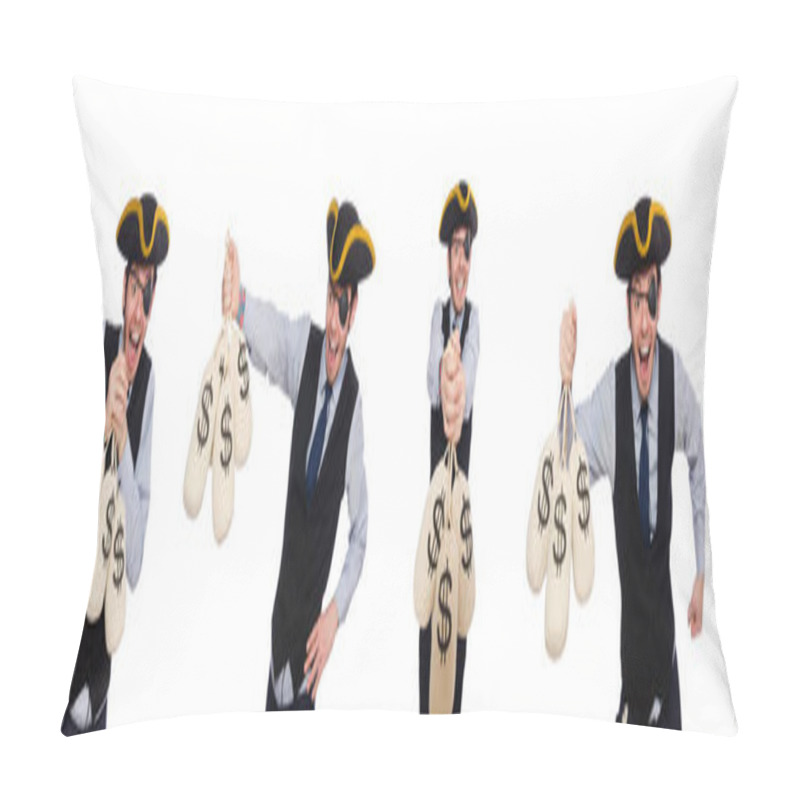 Personality  One-eyed Man With Moneybags Isolated On White Pillow Covers