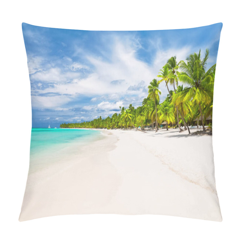 Personality  Coconut Palm Trees On White Sandy Beach  Pillow Covers