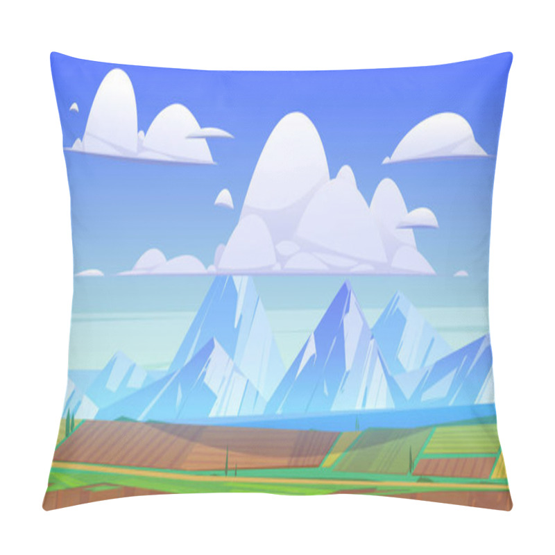 Personality  Mountain Landscape With Green Meadows And Fields Pillow Covers