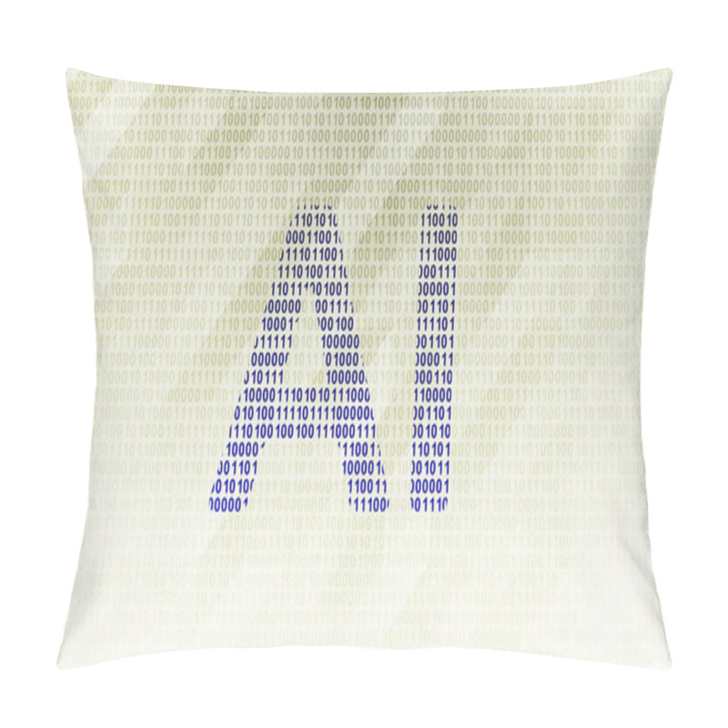 Personality  Artificial Intelligence (AI) Icon On Binary Code ( Array Of Bits ). Illustration. Pillow Covers