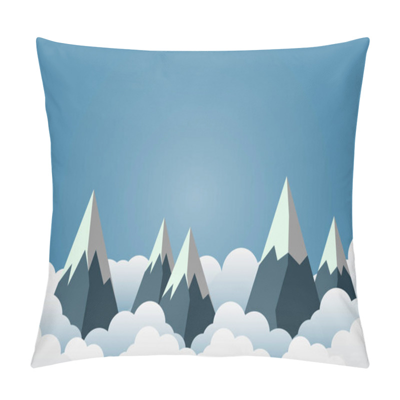 Personality  Snow Mountain With Beautiful Clouds.paper Art,Vector Llustration Pillow Covers