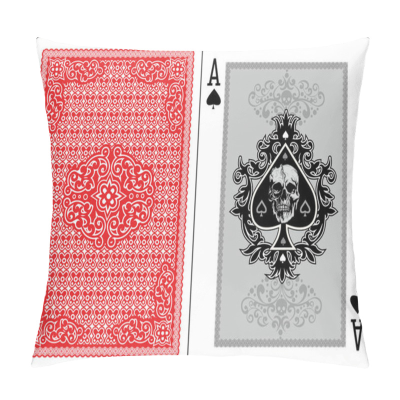 Personality  Playing Card, Ace Of Spades With Skull Pillow Covers